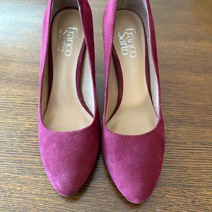 Franco Sarto Evie cranberry/Burgundy pump Stacked block heel Like New - Worn 1x